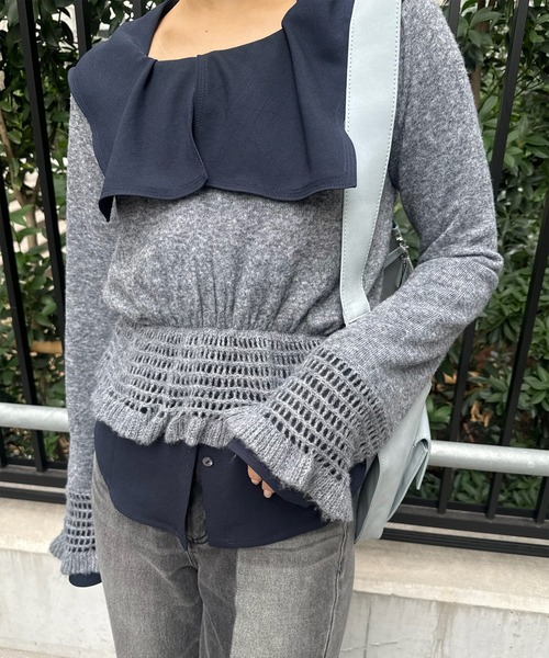 セール】FLUFFY SHEER FRILL KNIT TOP（ニット/セーター）｜Ameri