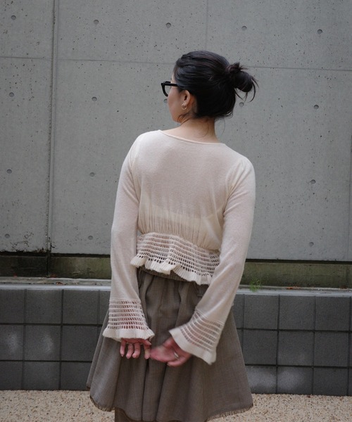 セール】FLUFFY SHEER FRILL KNIT TOP（ニット/セーター）｜Ameri