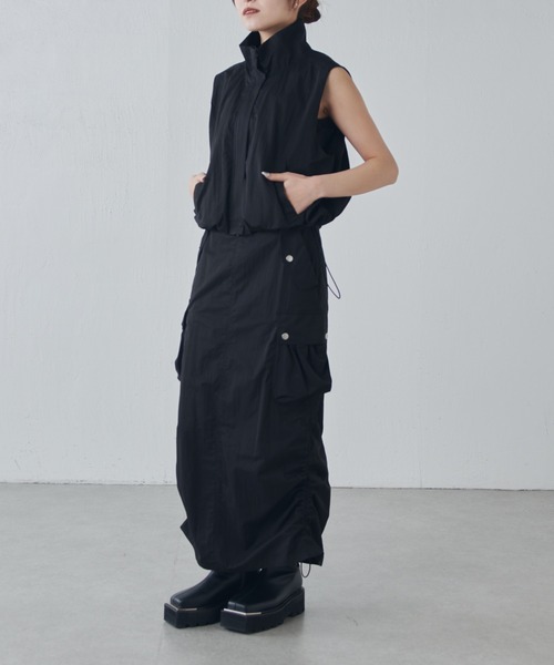 Lui's（ルイス）の「【セットアップ対応◎】ドロスドカーゴスカート（スカート・レディース・ブラック/アイボリー・FREE）」の10枚目の写真