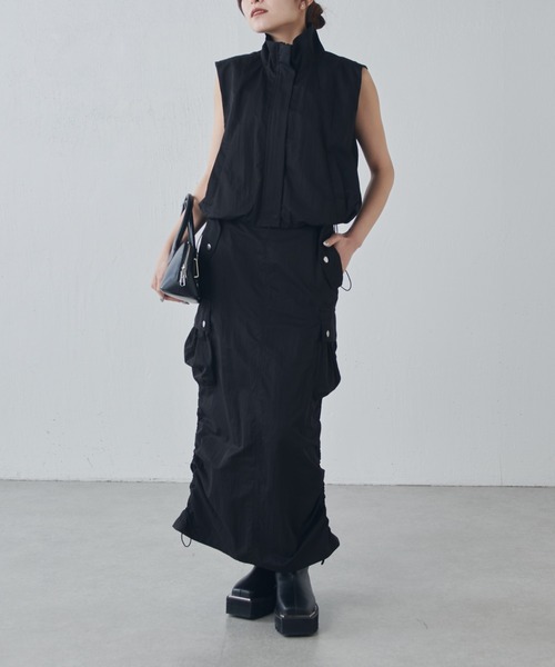 Lui's（ルイス）の「【セットアップ対応◎】ドロスドカーゴスカート（スカート・レディース・ブラック/アイボリー・FREE）」の8枚目の写真