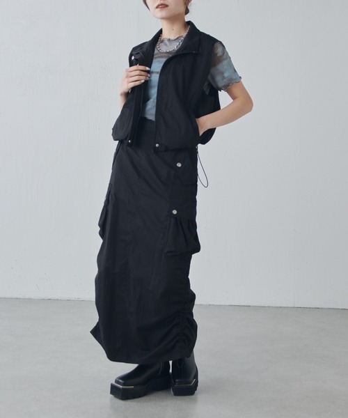 Lui's（ルイス）の「【セットアップ対応◎】ドロスドカーゴスカート（スカート・レディース・ブラック/アイボリー・FREE）」の15枚目の写真