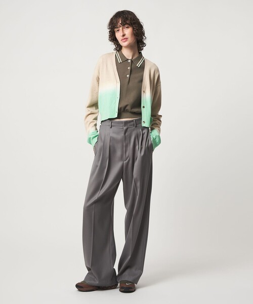 6(ROKU)＞コットン ウール グラデーション ダイ カーディガン