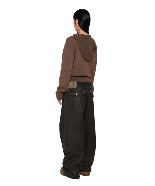 AAKAM(アーカム)の「Structure Contrast Knitted Zip-Up Hoodie (Brown)(パーカー・レディース・その他・1/2)」の5枚目の写真