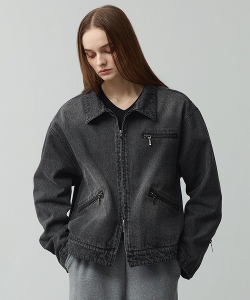 CALLNE（カルネ）の「【CALLNE】 Vintage Zip Denim Jacket /ヴィンテージジップデニムジャケット（デニムジャケット・メンズ・ブラック系・L/M）」の4枚目の写真