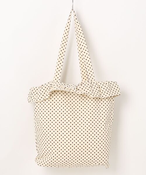 TONE SELECT GOODS(トーンセレクトグッズ)の「Liaa/ドット フリル トートバッグ A18747(トートバッグ・レディース・アイボリー/ブラック・FREE)」の5枚目の写真