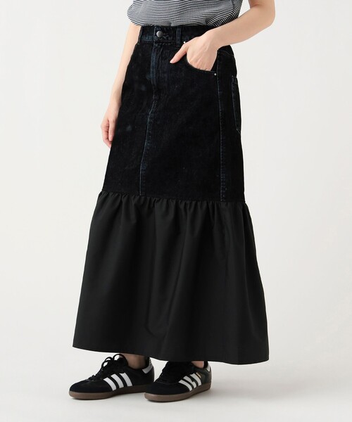 BEAMS HEART(ビームスハート)の「フロッキー デニム 切り替え スカート(スカート・レディース・パープル/ブラック・MEDIUM/SMALL)」の1枚目の写真