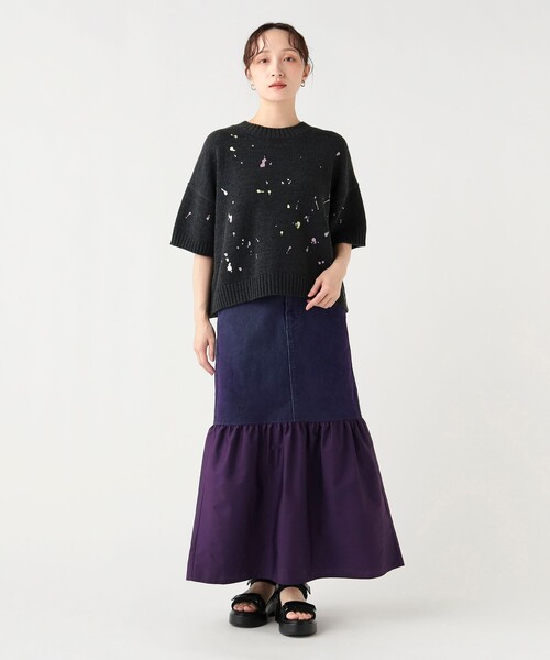 BEAMS HEART(ビームスハート)の「フロッキー デニム 切り替え スカート(スカート・レディース・パープル/ブラック・MEDIUM/SMALL)」の13枚目の写真