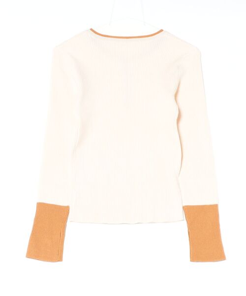 esutoreja（エストレジャ）の「バイカラーヘンリーネックリブニット（ニット/セーター・レディース・ブラウン/アイボリー・FREE）」の15枚目の写真