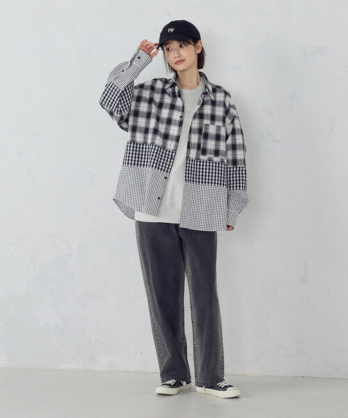 Purple&Yellow（パープルアンドイエロー）の「切り替えチェックシャツ（シャツ/ブラウス・メンズ・ネイビー/ホワイト・MEDIUM/SMALL/LARGE）」の10枚目の写真