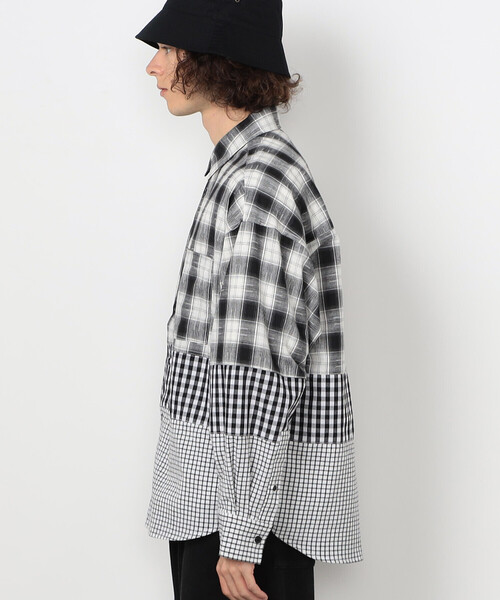 Purple&Yellow（パープルアンドイエロー）の「切り替えチェックシャツ（シャツ/ブラウス・メンズ・ネイビー/ホワイト・MEDIUM/SMALL/LARGE）」の20枚目の写真