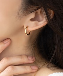 Cream dot. | 【サージカルステンレス】ひねりラインのステンレス製ワンタッチフープピアス(ピアス（両耳用）)