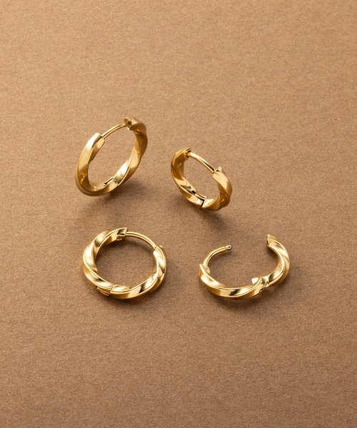 Cream dot.（クリームドット）の「【サージカルステンレス】ひねりラインのステンレス製ワンタッチフープピアス（ピアス（両耳用）・レディース・ゴールド/シルバー/ピンクゴールド・#10/#12/#8）」の20枚目の写真