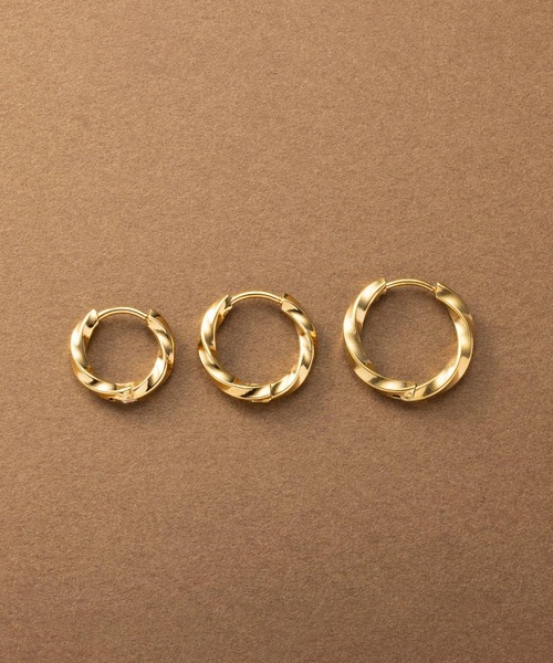 Cream dot.（クリームドット）の「【サージカルステンレス】ひねりラインのステンレス製ワンタッチフープピアス（ピアス（両耳用）・レディース・ゴールド/シルバー/ピンクゴールド・#10/#12/#8）」の22枚目の写真