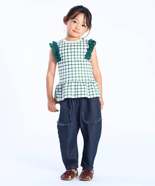 Seraph（セラフ）の「リメイク風ラウンドデニム（デニムパンツ・キッズ・ブルー/サックスブルー・140/130/120/110/100/90/80）」の5枚目の写真