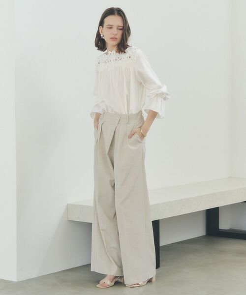 YECCA VECCA(イェッカヴェッカ)の「メタルホックワイドパンツ(その他パンツ・レディース・ベージュ/ブラック/ライトベージュ・S/M)」の5枚目の写真