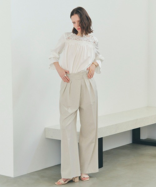 YECCA VECCA（イェッカヴェッカ）の「メタルホックワイドパンツ（その他パンツ・レディース・ベージュ/ブラック/ライトベージュ・S/M）」の21枚目の写真