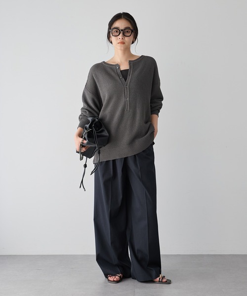 YECCA VECCA（イェッカヴェッカ）の「メタルホックワイドパンツ（その他パンツ・レディース・ベージュ/ブラック/ライトベージュ・S/M）」の6枚目の写真