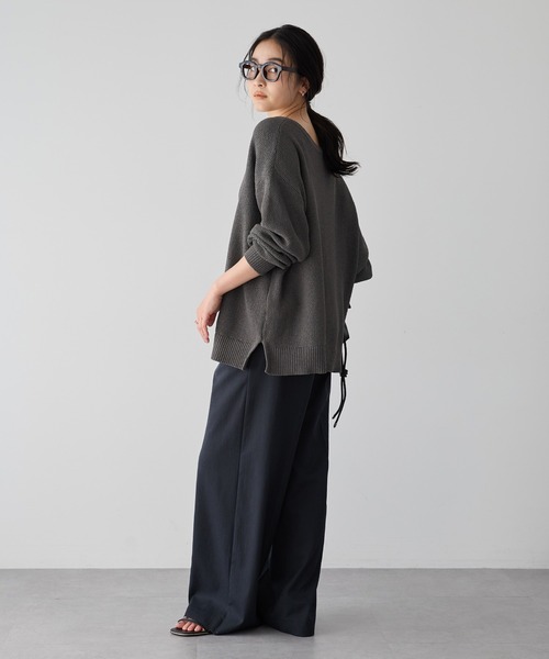 YECCA VECCA（イェッカヴェッカ）の「メタルホックワイドパンツ（その他パンツ・レディース・ベージュ/ブラック/ライトベージュ・S/M）」の8枚目の写真