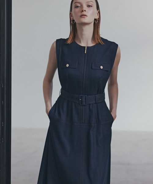 PINKY&DIANNE(ピンキーアンドダイアン)の「◆フロントファスナーデニムワンピース(ワンピース・レディース・ベージュ系その他3/ネイビー・38/36)」の3枚目の写真