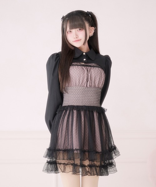 Pal elfy(パルエルフィー)の「ドットチュールキャミワンピース(ワンピース・レディース・ブラック系その他/ピンク/ブラック・フリー)」の22枚目の写真