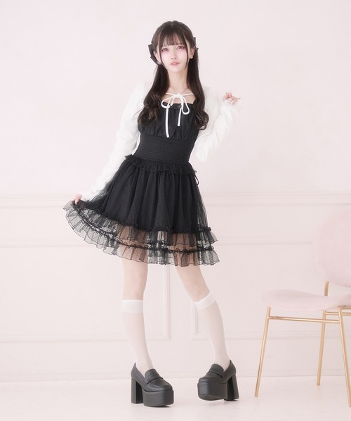 Pal elfy(パルエルフィー)の「ドットチュールキャミワンピース(ワンピース・レディース・ブラック系その他/ピンク/ブラック・フリー)」の18枚目の写真