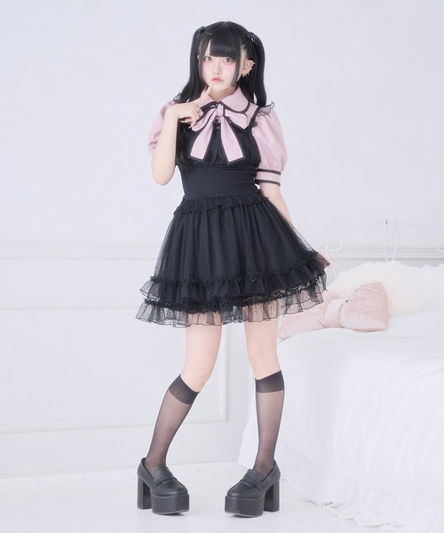 Pal elfy(パルエルフィー)の「ドットチュールキャミワンピース(ワンピース・レディース・ブラック系その他/ピンク/ブラック・フリー)」の13枚目の写真