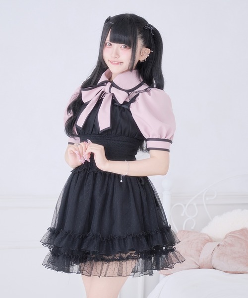Pal elfy(パルエルフィー)の「ドットチュールキャミワンピース(ワンピース・レディース・ブラック系その他/ピンク/ブラック・フリー)」の12枚目の写真