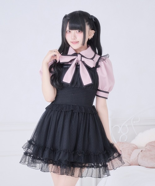Pal elfy(パルエルフィー)の「ドットチュールキャミワンピース(ワンピース・レディース・ブラック系その他/ピンク/ブラック・フリー)」の10枚目の写真