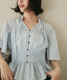 EMMEL REFINES | ＜EMMEL REFINES＞EM フリルエリ シャーリング ブラウス(シャツ/ブラウス)