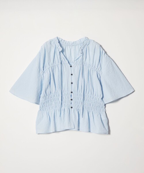 EMMEL REFINES（エメルリファインズ）の「＜EMMEL REFINES＞EM フリルエリ シャーリング ブラウス（シャツ/ブラウス・レディース・ライラック/ライトブルー/ホワイト・FREE）」の20枚目の写真