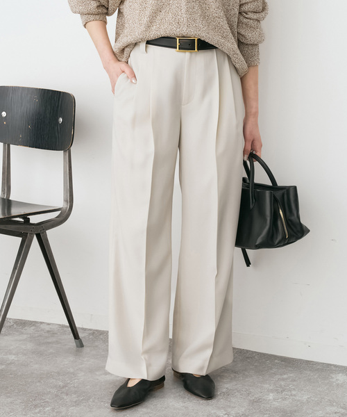 Spick & Span(スピックアンドスパン)の「《セットアップ可》ウォッシャブル2タックパンツ(スラックス・レディース・ホワイト系その他/ネイビー・38/36)」の1枚目の写真