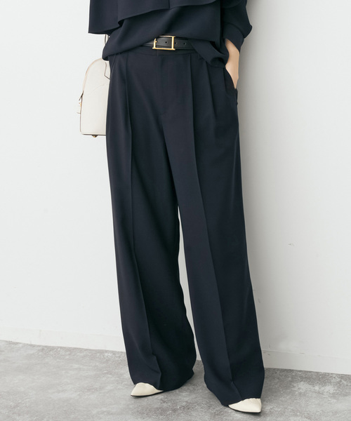 Spick & Span(スピックアンドスパン)の「《セットアップ可》ウォッシャブル2タックパンツ(スラックス・レディース・ホワイト系その他/ネイビー・38/36)」の2枚目の写真