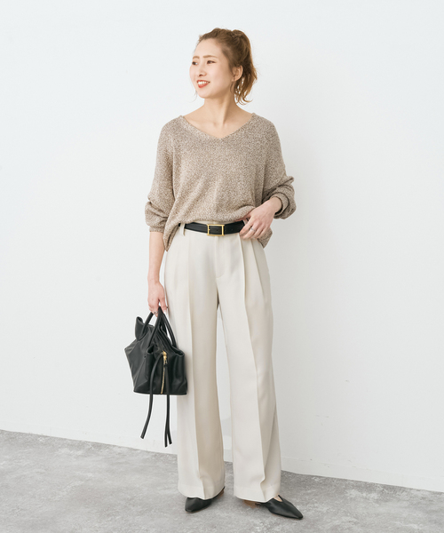 Spick & Span(スピックアンドスパン)の「《セットアップ可》ウォッシャブル2タックパンツ(スラックス・レディース・ホワイト系その他/ネイビー・38/36)」の3枚目の写真