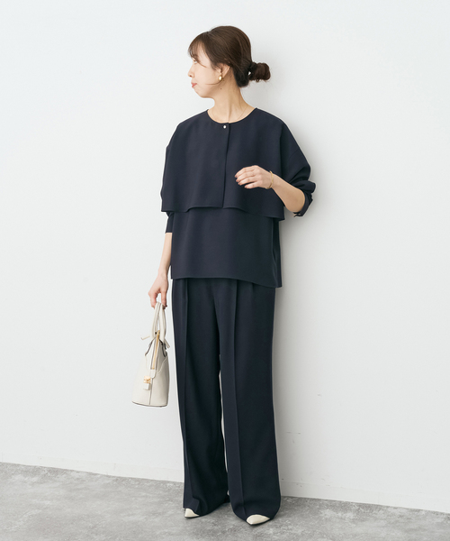 Spick & Span(スピックアンドスパン)の「《セットアップ可》ウォッシャブル2タックパンツ(スラックス・レディース・ホワイト系その他/ネイビー・38/36)」の4枚目の写真