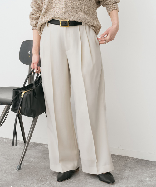 Spick & Span(スピックアンドスパン)の「《セットアップ可》ウォッシャブル2タックパンツ(スラックス・レディース・ホワイト系その他/ネイビー・38/36)」の5枚目の写真