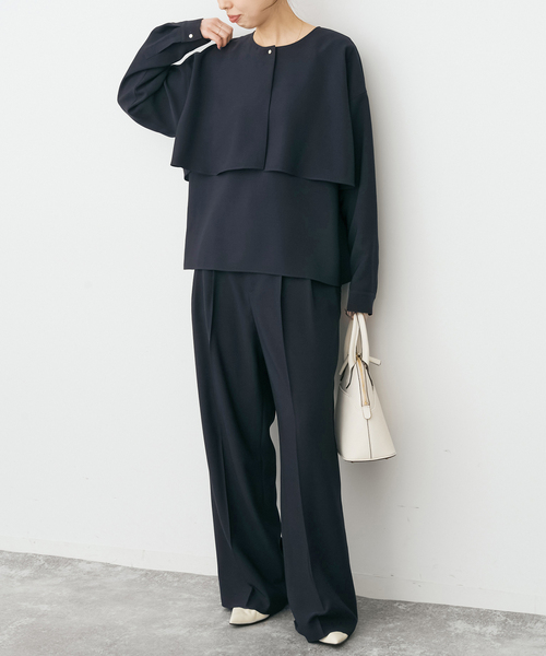 Spick & Span(スピックアンドスパン)の「《セットアップ可》ウォッシャブル2タックパンツ(スラックス・レディース・ホワイト系その他/ネイビー・38/36)」の12枚目の写真