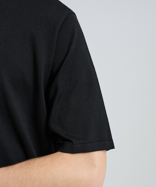 DESIGNWORKS(デザインワークス)の「リーフ柄ニットTシャツ / 半袖ニットT(ニット/セーター・メンズ・オフホワイト/ブラック・48/46/50)」の5枚目の写真
