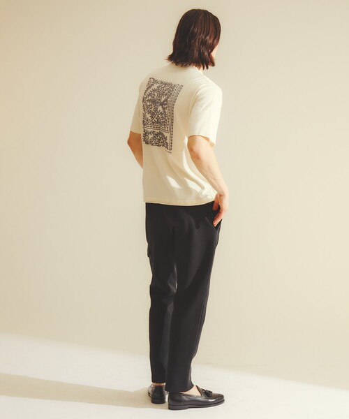 DESIGNWORKS(デザインワークス)の「リーフ柄ニットTシャツ / 半袖ニットT(ニット/セーター・メンズ・オフホワイト/ブラック・48/46/50)」の12枚目の写真