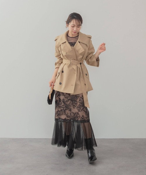 Leja（レジャ）の「【LEJA】フラワースパンコールヘムチュールＩラインワンピースドレス美脚効果結婚式 パーティードレス 成人式 二次会 同窓会 お呼ばれ オケージョン 20代 30代（ドレス・レディース・グレー/ブラック・MEDIUM/SMALL）」の12枚目の写真