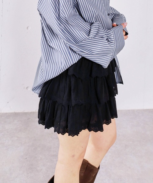 archives(アルシーヴ)の「コットンレースフリルミニSK(スカート・レディース・オフホワイト/ブラック・MEDIUM)」の15枚目の写真