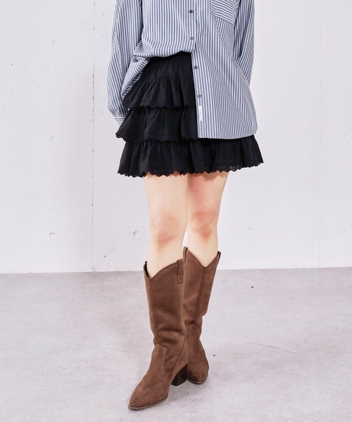 archives(アルシーヴ)の「コットンレースフリルミニSK(スカート・レディース・オフホワイト/ブラック・MEDIUM)」の16枚目の写真