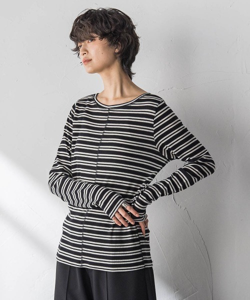 MAYSON GREY（メイソングレイ）の「”肌が喜ぶ”前後2WAYクルーネックロンT≪手洗い可能≫（Tシャツ/カットソー・レディース・ホワイト/ブラック系その他・M）」の22枚目の写真