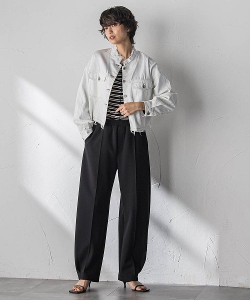 MAYSON GREY（メイソングレイ）の「”肌が喜ぶ”前後2WAYクルーネックロンT≪手洗い可能≫（Tシャツ/カットソー・レディース・ホワイト/ブラック系その他・M）」の9枚目の写真