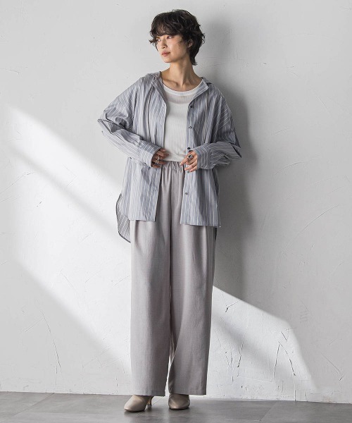 MAYSON GREY（メイソングレイ）の「”肌が喜ぶ”前後2WAYクルーネックロンT≪手洗い可能≫（Tシャツ/カットソー・レディース・ホワイト/ブラック系その他・M）」の16枚目の写真