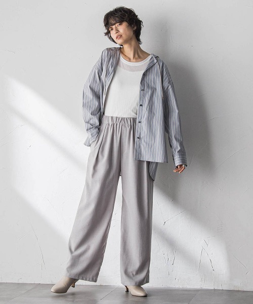 MAYSON GREY（メイソングレイ）の「”肌が喜ぶ”前後2WAYクルーネックロンT≪手洗い可能≫（Tシャツ/カットソー・レディース・ホワイト/ブラック系その他・M）」の18枚目の写真