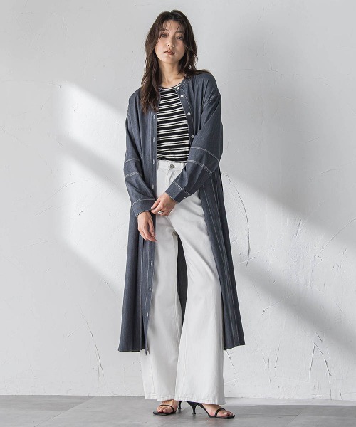 MAYSON GREY（メイソングレイ）の「”肌が喜ぶ”前後2WAYクルーネックロンT≪手洗い可能≫（Tシャツ/カットソー・レディース・ホワイト/ブラック系その他・M）」の7枚目の写真