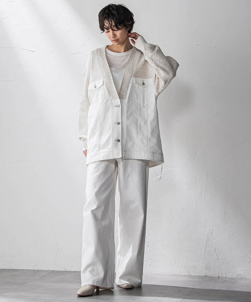 MAYSON GREY（メイソングレイ）の「”肌が喜ぶ”前後2WAYクルーネックロンT≪手洗い可能≫（Tシャツ/カットソー・レディース・ホワイト/ブラック系その他・M）」の19枚目の写真