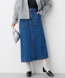 Petit Honfleur（プチオンフルール）の「デニムロングスカート【撥水・ウエストゴム】（スカート）」