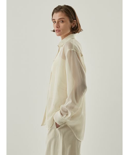Henon.(ヘノン)の「ストライプシアーシャツ(シャツ/ブラウス・レディース・ミント/アイボリー・F)」の22枚目の写真