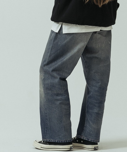 SLICK(スリック)の「【SLICK/スリック】Trompe-l'oeil Denim Vintage Pants/トロンプロイユデニムパンツ/ヴィンテージ/プリントデニム(デニムパンツ・メンズ・インディゴブルー・3/2/1)」の4枚目の写真